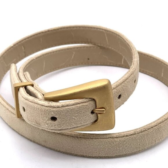 St. John Women\'s Belt Tan Size 10 Suede Leather Gold Tone Buckle Adjustable main image 4